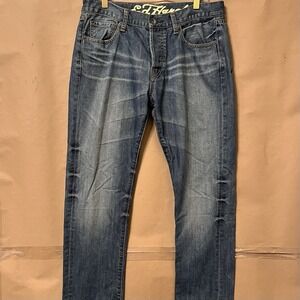 Ed Hardy Denim Jeans By Christian Audigreir Mens 32x32 Dragon Snake Distressed